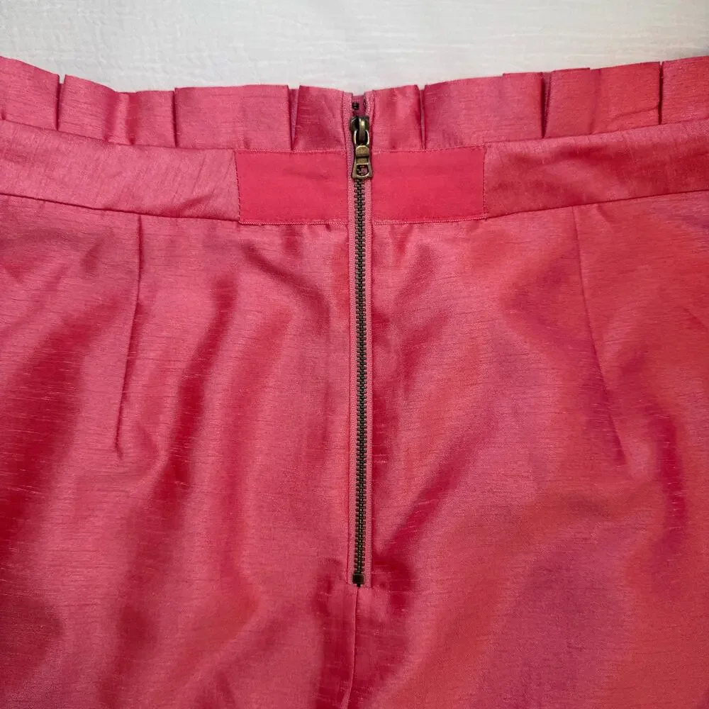 Alice + Olivia Toni Paper-Bag Skirt Satin Pink Women’s 8 Pencil Office Barbie - Picture 11 of 16